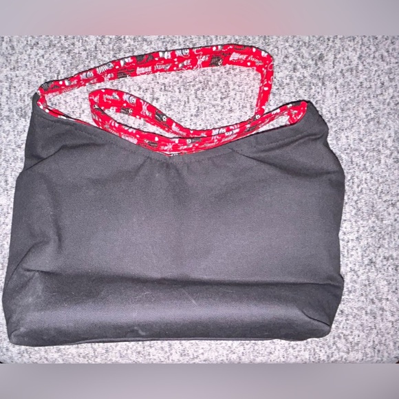 BonEful FABRIC FQ Cotton Quilt Red Black White B&W Kitty Cat Cartoon Heart Bag - Picture 4 of 10